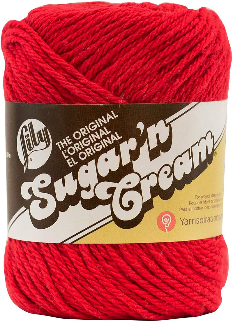 Lily Sugar 'N Cream The Original Solid Yarn, 2.5oz, Medium 4 Gauge, 100% Cotton - Red - Machine Wash & Dry - Image 1